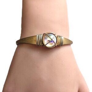 Vintage Brass Crystal Bangle